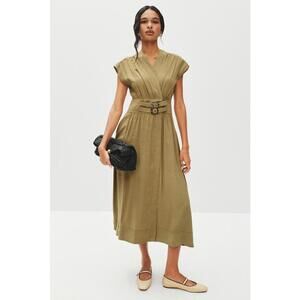 ba&sh Green Dove Dress Size S/M Discoloration and minor fabric pull